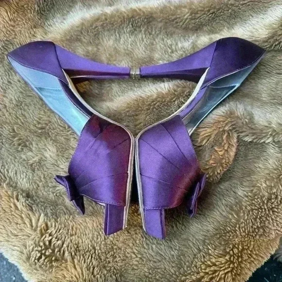 Michaelangelo Maribelle Women Size 9M Purple Satin Peep Toe 4" Heel Shoes SH05 - Picture 9 of 11